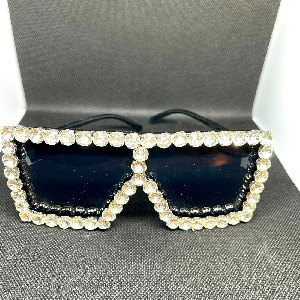 Black and Silver Rhinestone Sunglasses